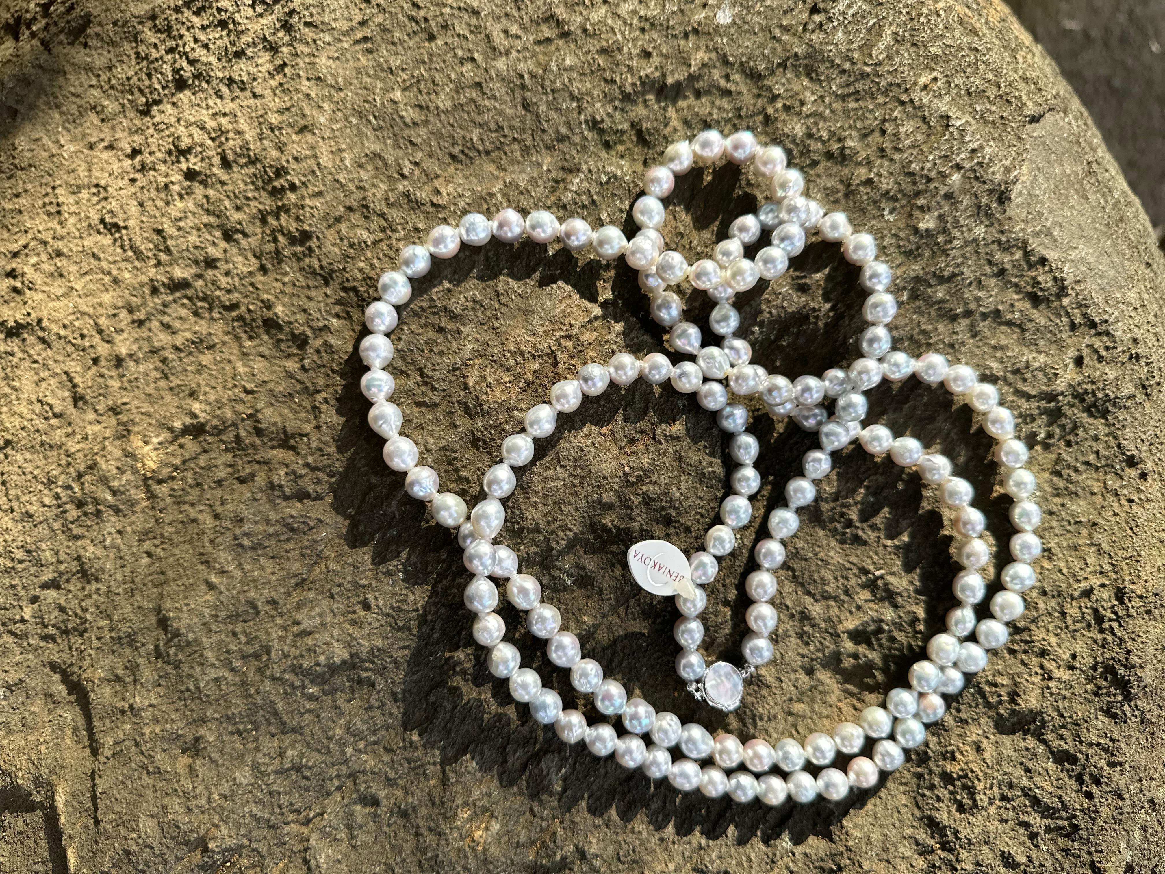 IRIS PARURE Barock Akoya-Perlenkette 8,0 mm, Halskette, nicht gebleicht und nicht farbige Perle im Angebot 1