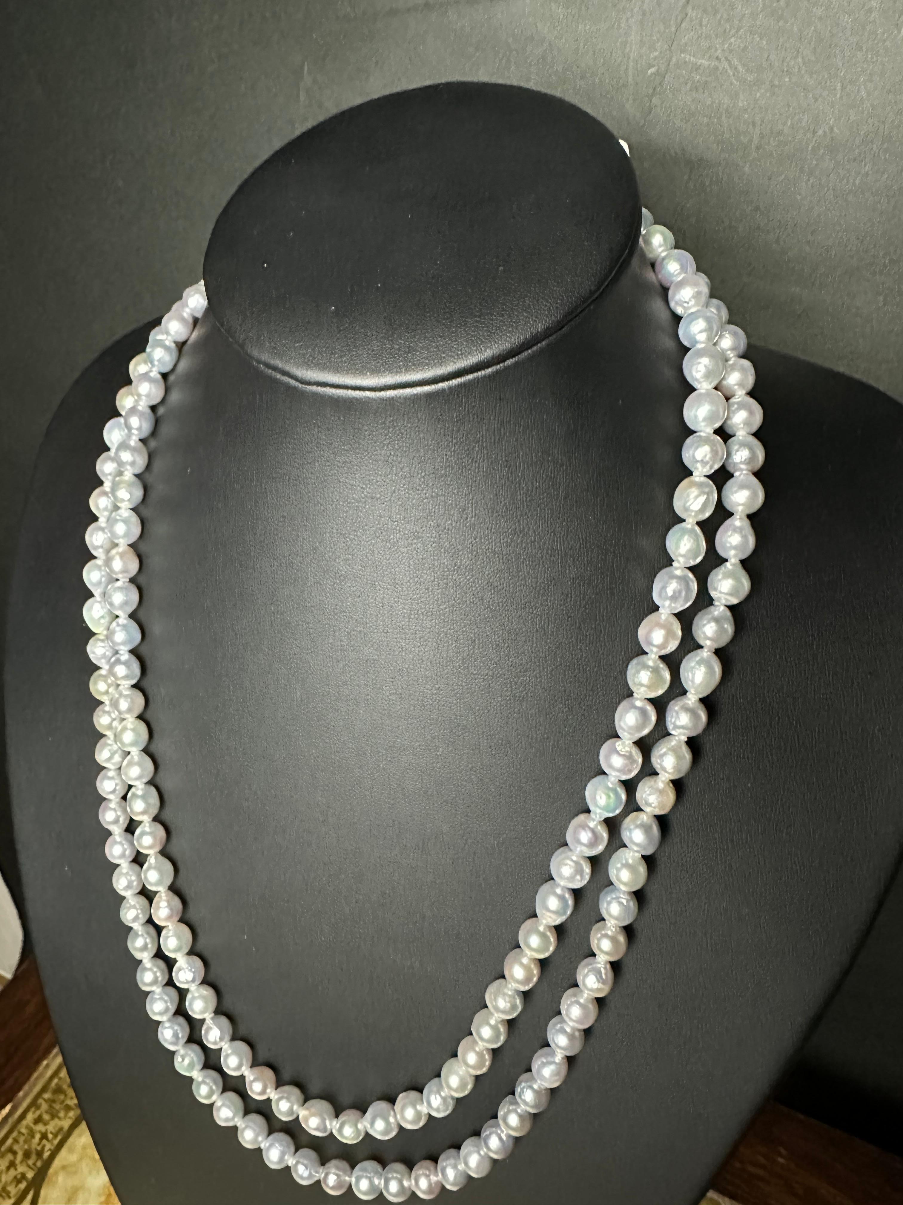 IRIS PARURE Barock Akoya-Perlenkette 8,0 mm, Halskette, nicht gebleicht und nicht farbige Perle im Angebot 3