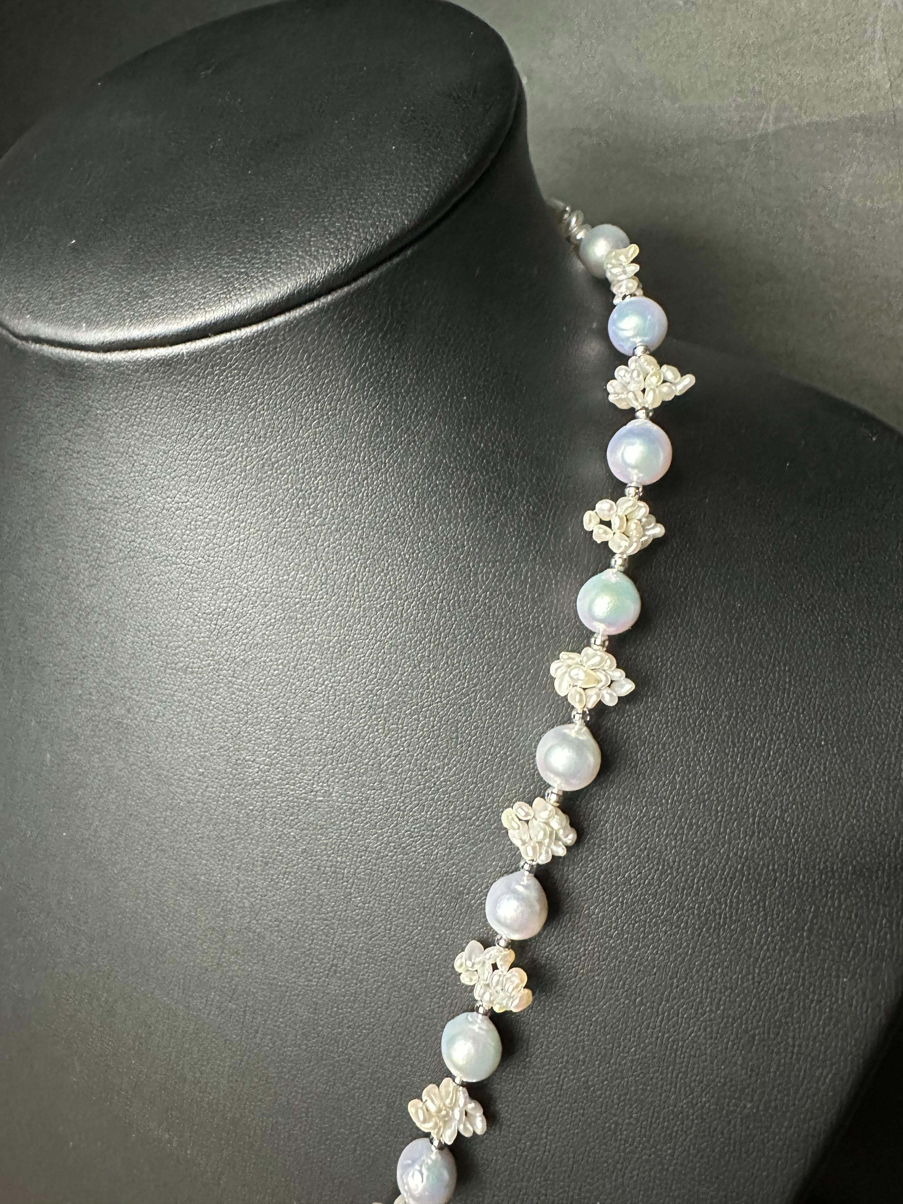 IRIS PARURE, collier de perles baroques japonaises Akoya non colorées et blanchies en vente 2
