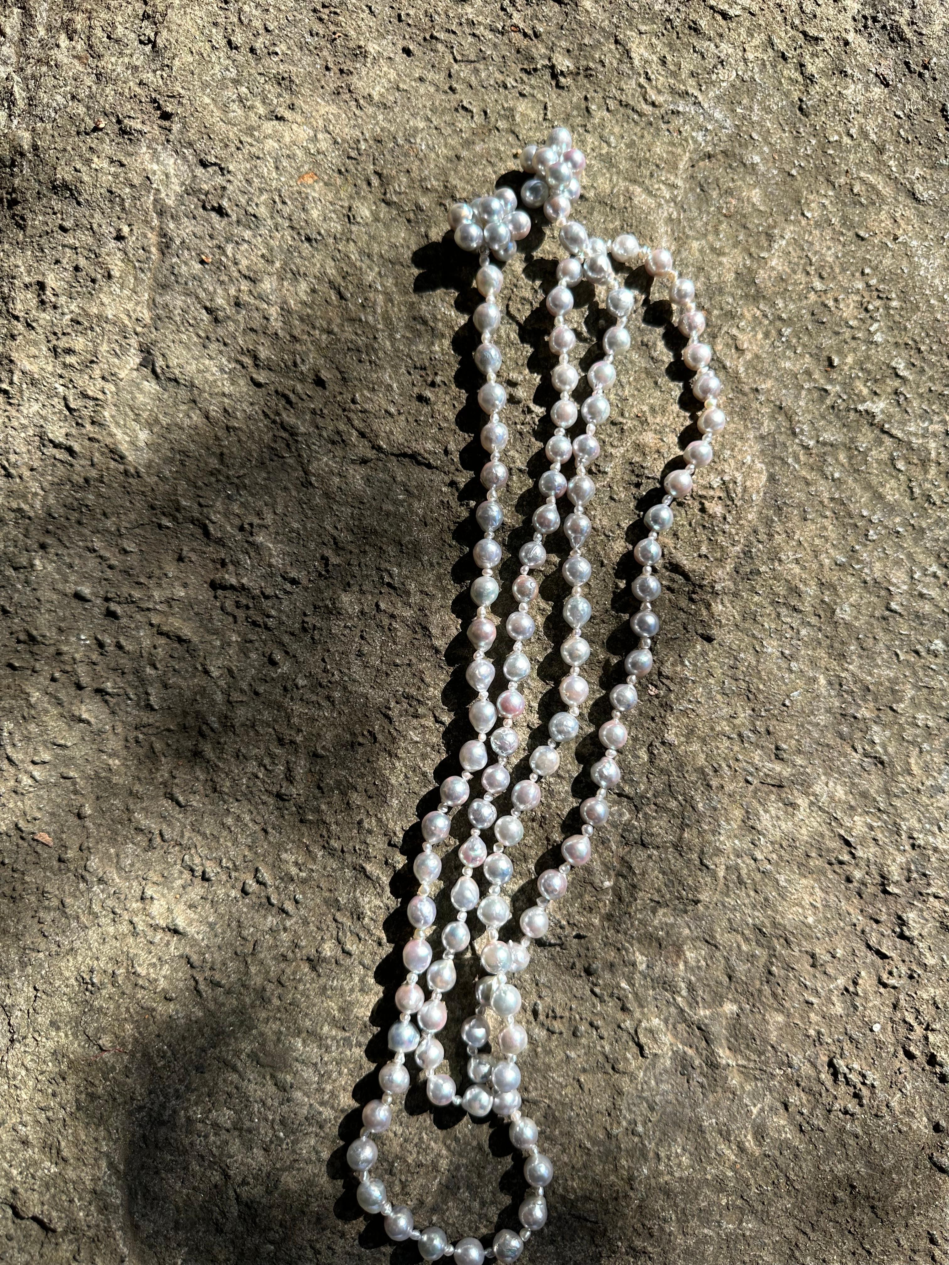 Uncut IRIS PARURE, Beni Akoya 7.00mm-8.00mm×120 Pearl Necklace, Japanese Pearl For Sale