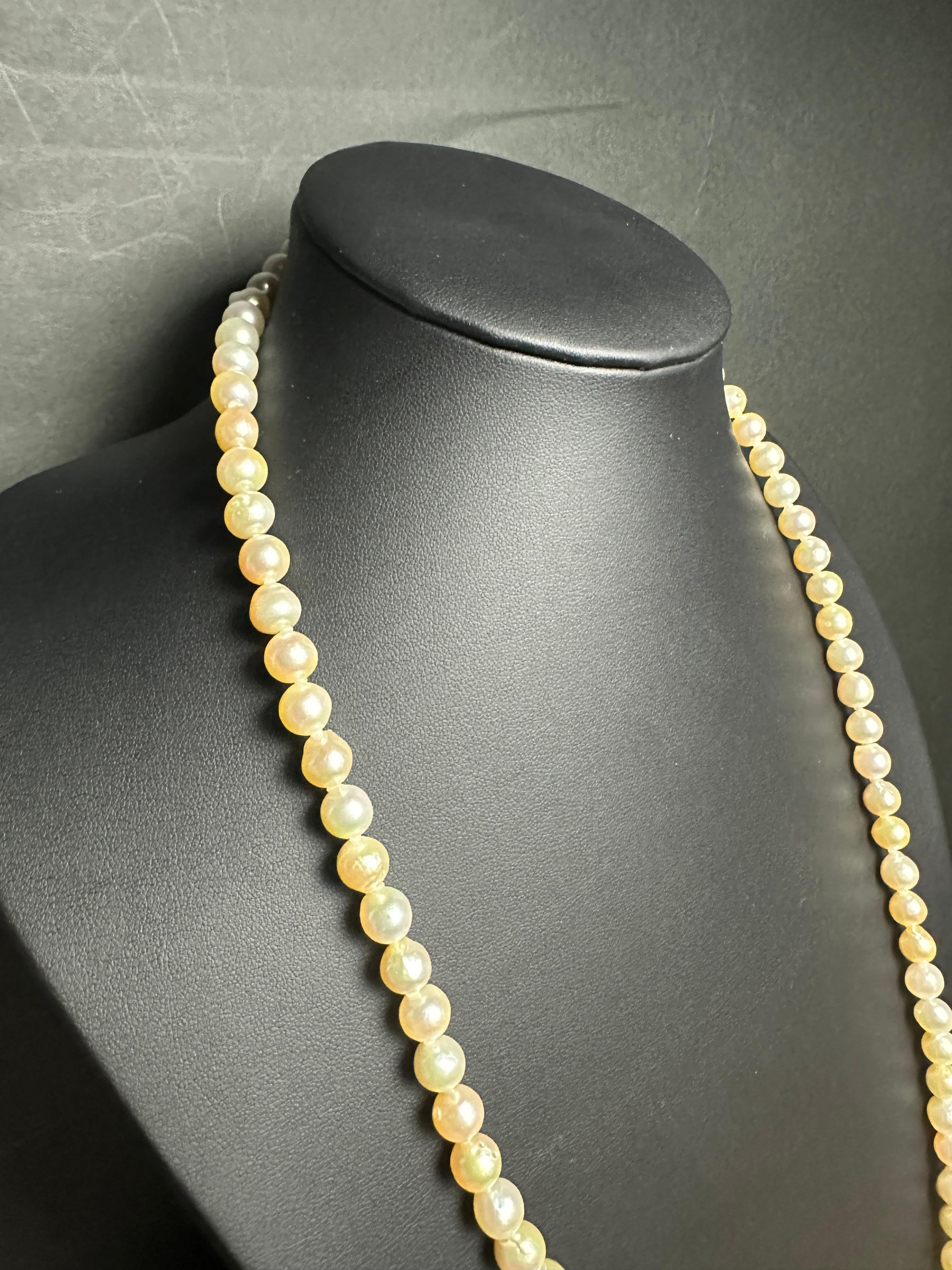 Artisan IRIS PARURE Beni Akoya 8.5mm×94 Pearl Necklace, Non Colored & Non Bleached Pearl For Sale