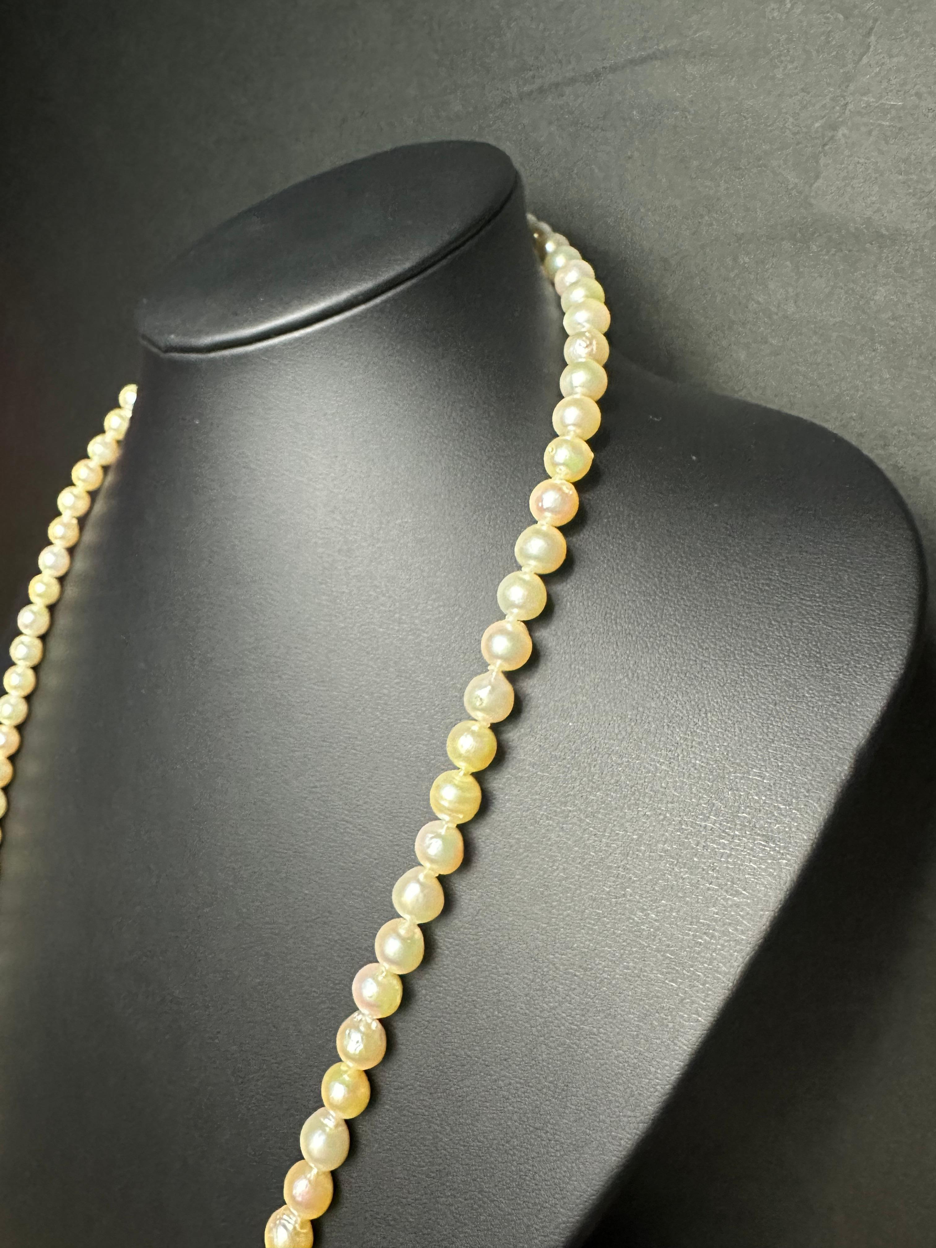 Uncut IRIS PARURE Beni Akoya 8.5mm×94 Pearl Necklace, Non Colored & Non Bleached Pearl For Sale