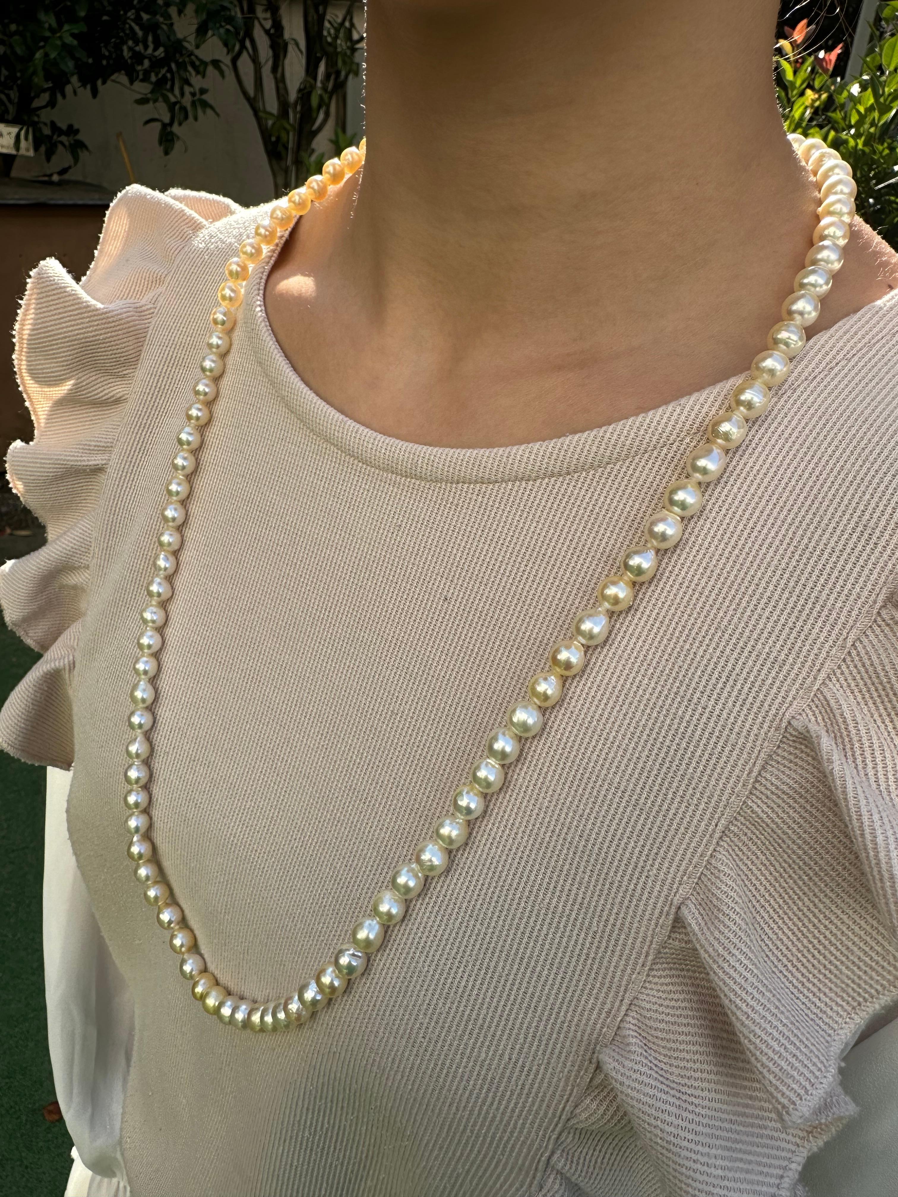 Women's IRIS PARURE Beni Akoya 8.5mm×94 Pearl Necklace, Non Colored & Non Bleached Pearl For Sale