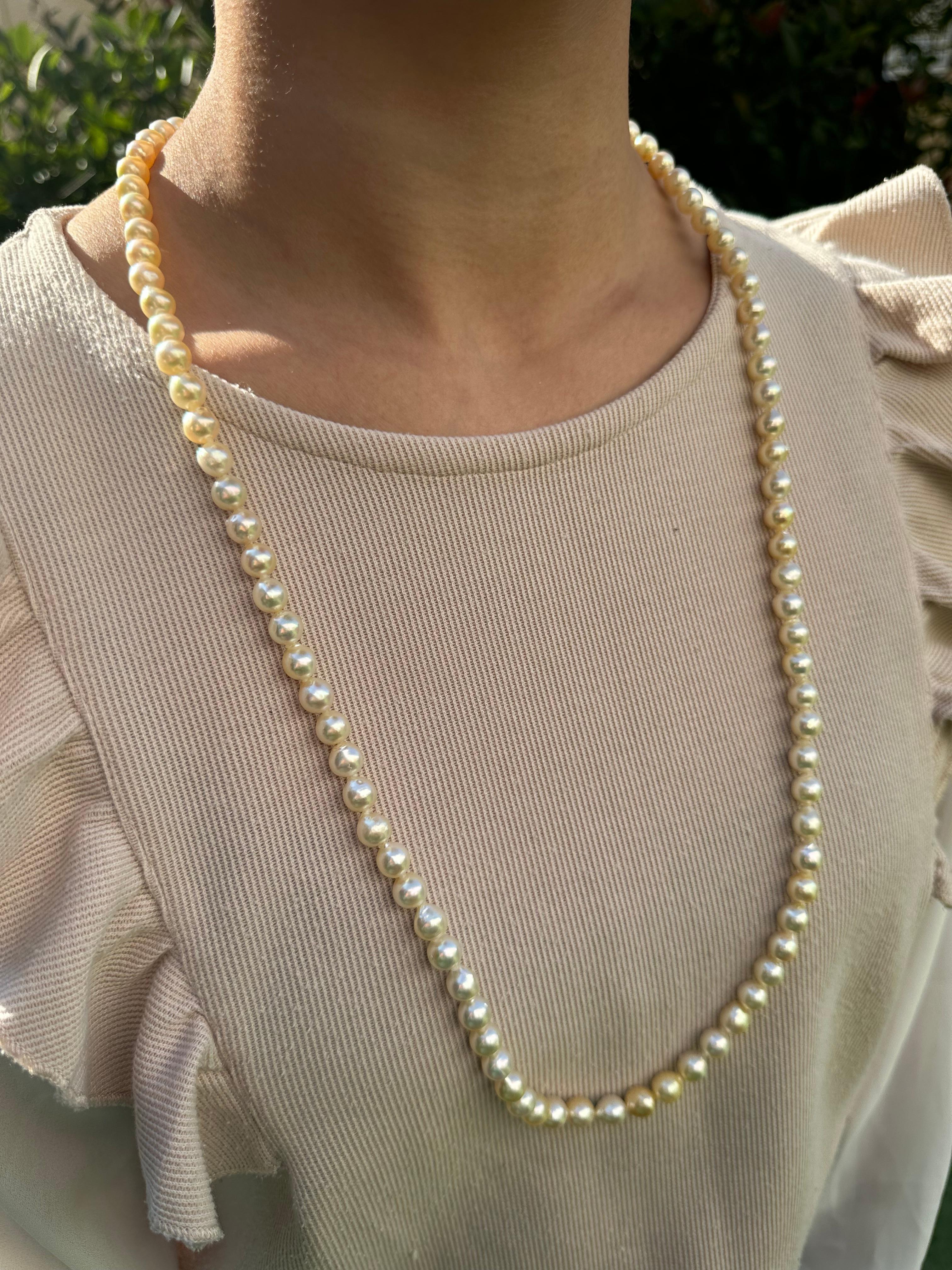 IRIS PARURE Beni Akoya 8.5mm×94 Pearl Necklace, Non Colored & Non Bleached Pearl For Sale 1