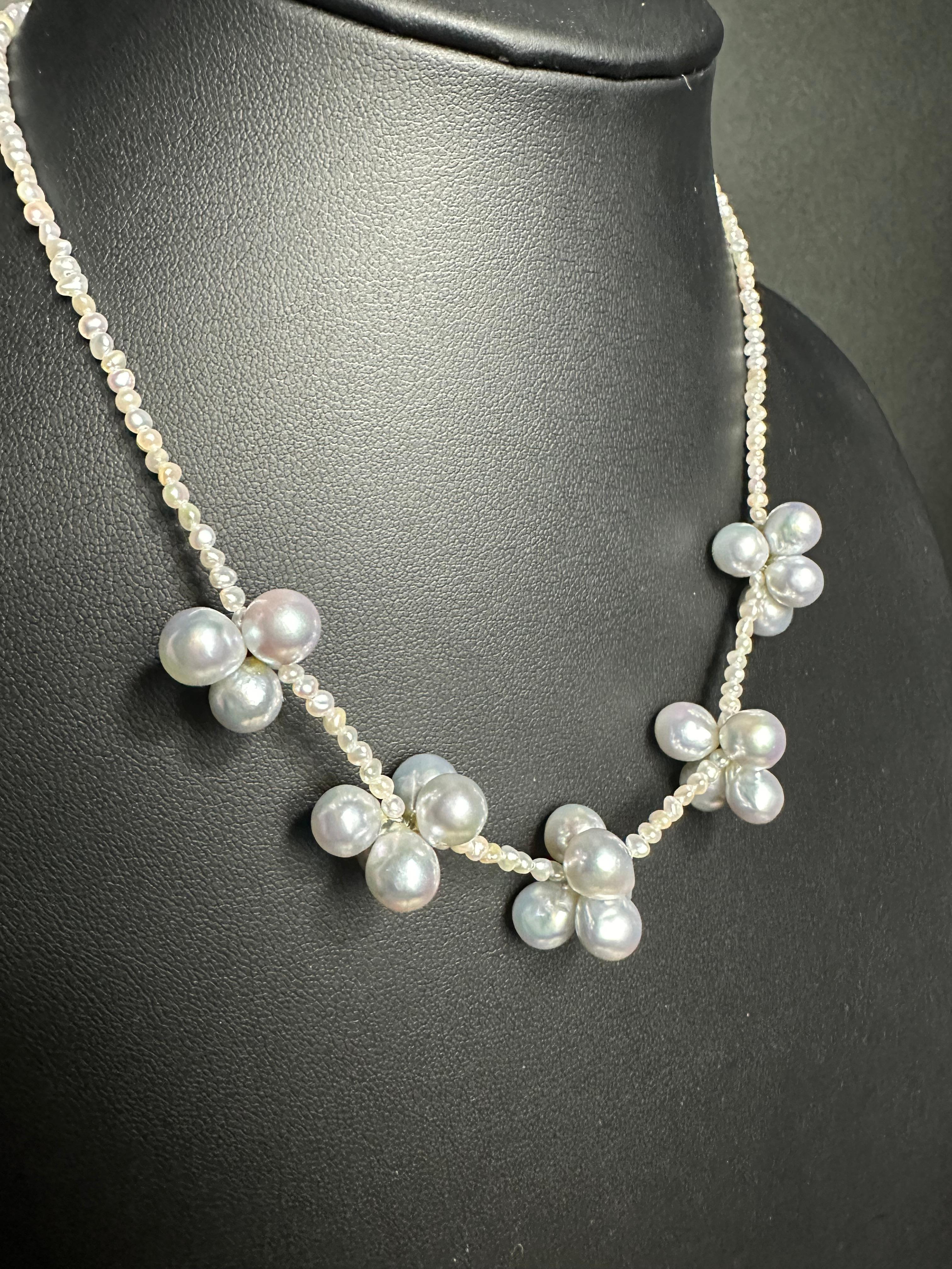 Uncut IRIS PARURE, Beni Akoya Pearl 7.00-8.00mm×25 Fringe Necklace, Japanese Pearl For Sale