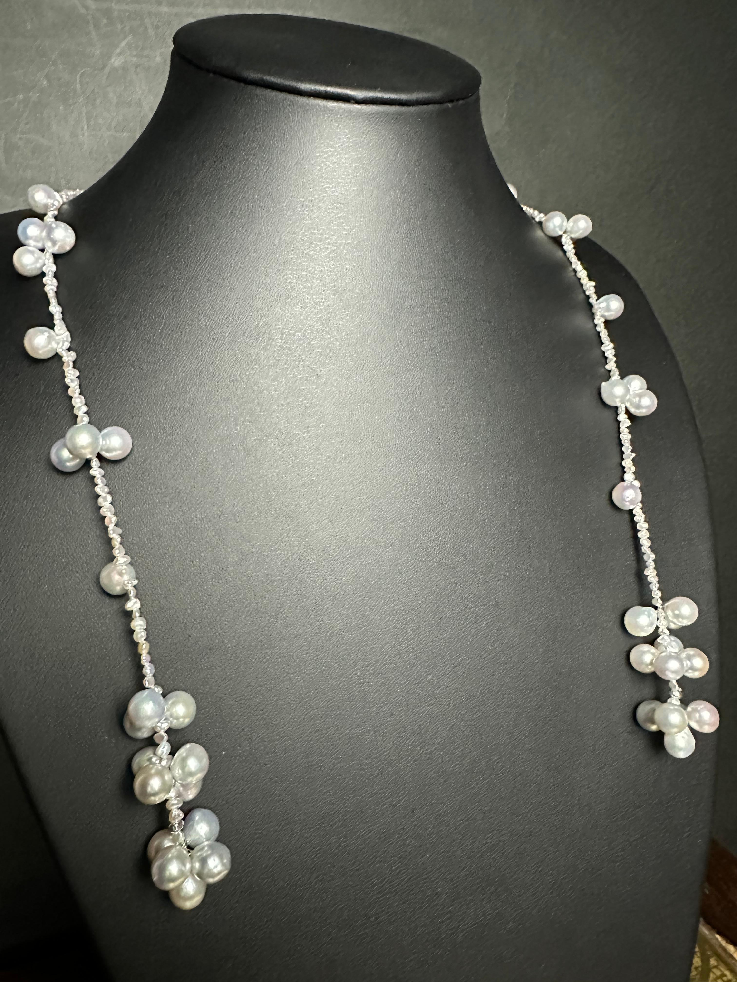 Perle IRIS PARURE, collier japonais de perles Beni Akoya non colorées et blanchies en vente