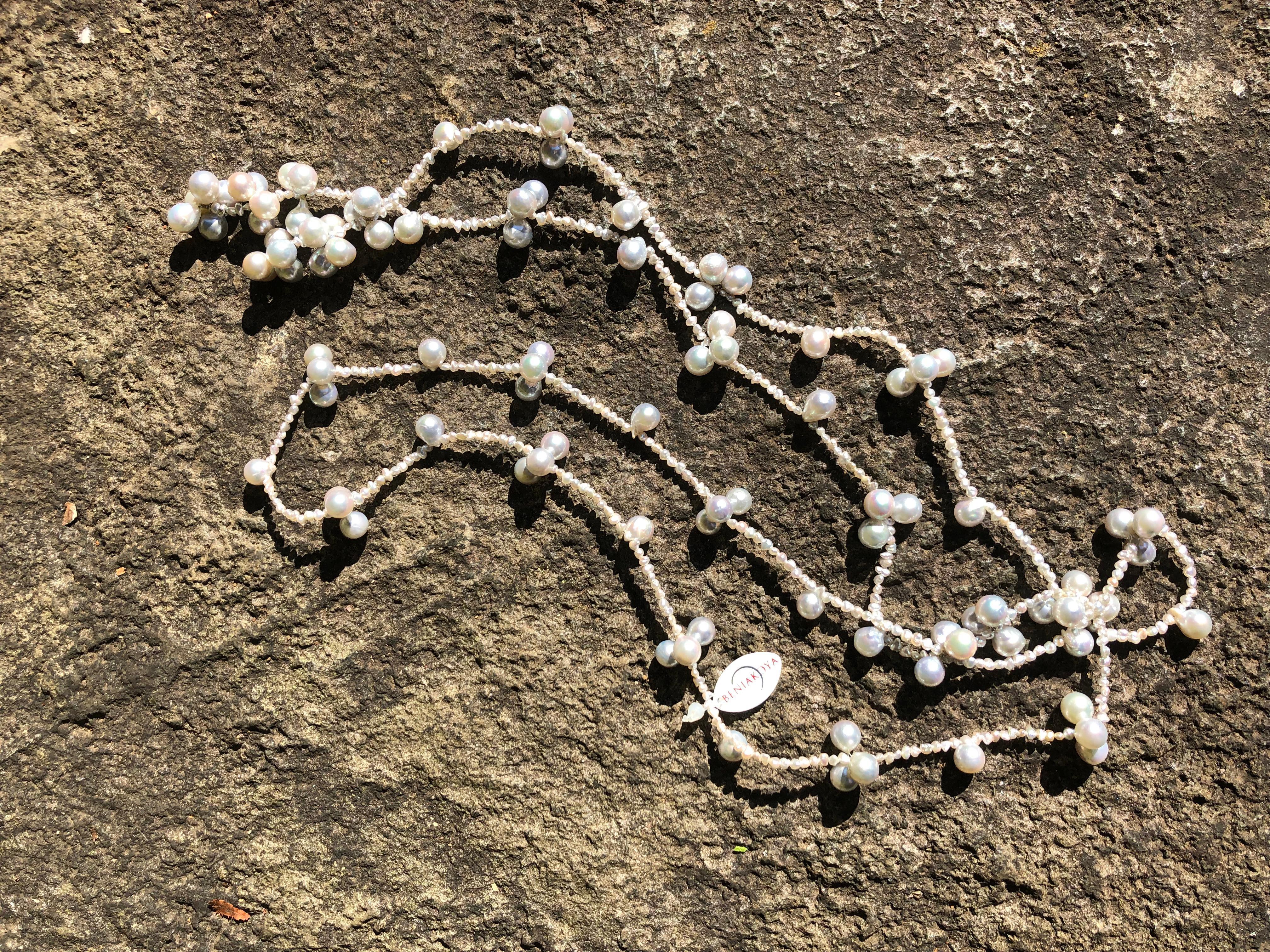 IRIS PARURE, collier japonais de perles Beni Akoya non colorées et blanchies en vente 1