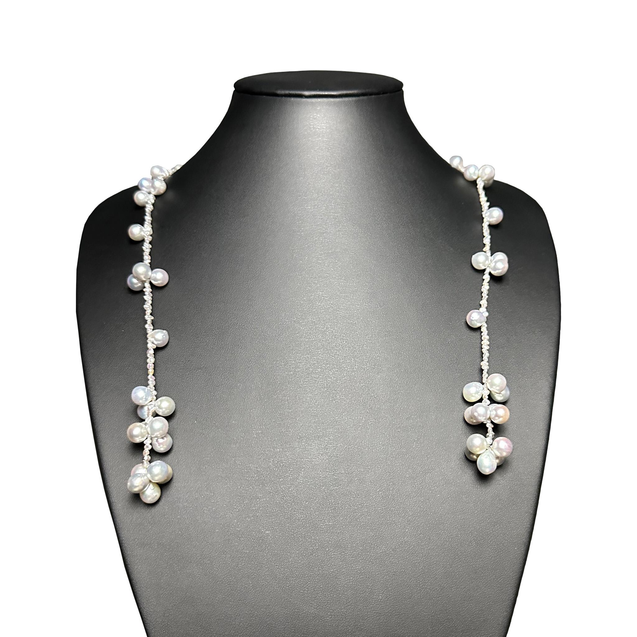 IRIS PARURE, collier japonais de perles Beni Akoya non colorées et blanchies en vente