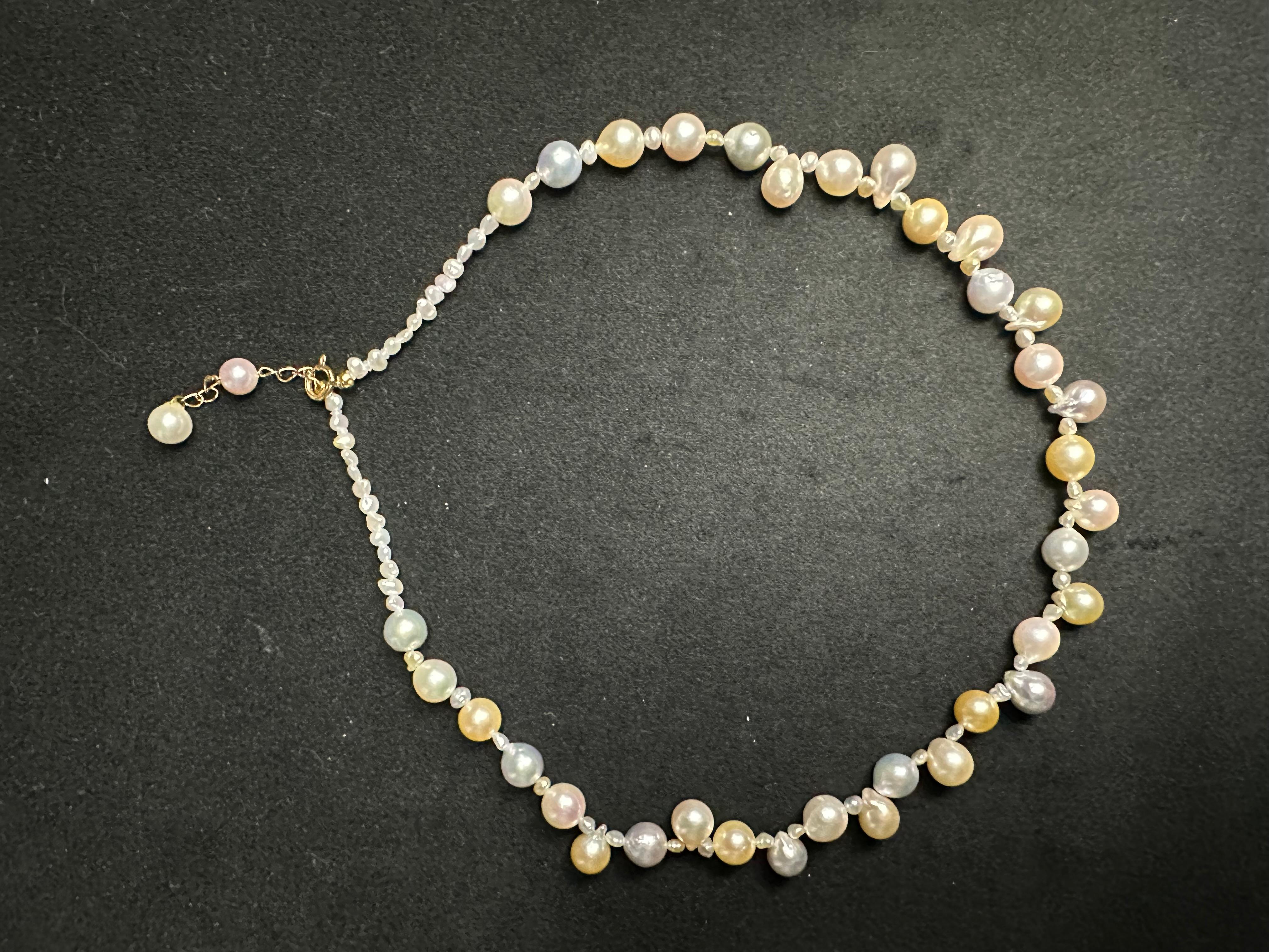 IRIS PARURE, Japanese Non Colored & Non Bleached BENI Akoya Pearl Necklace For Sale 2