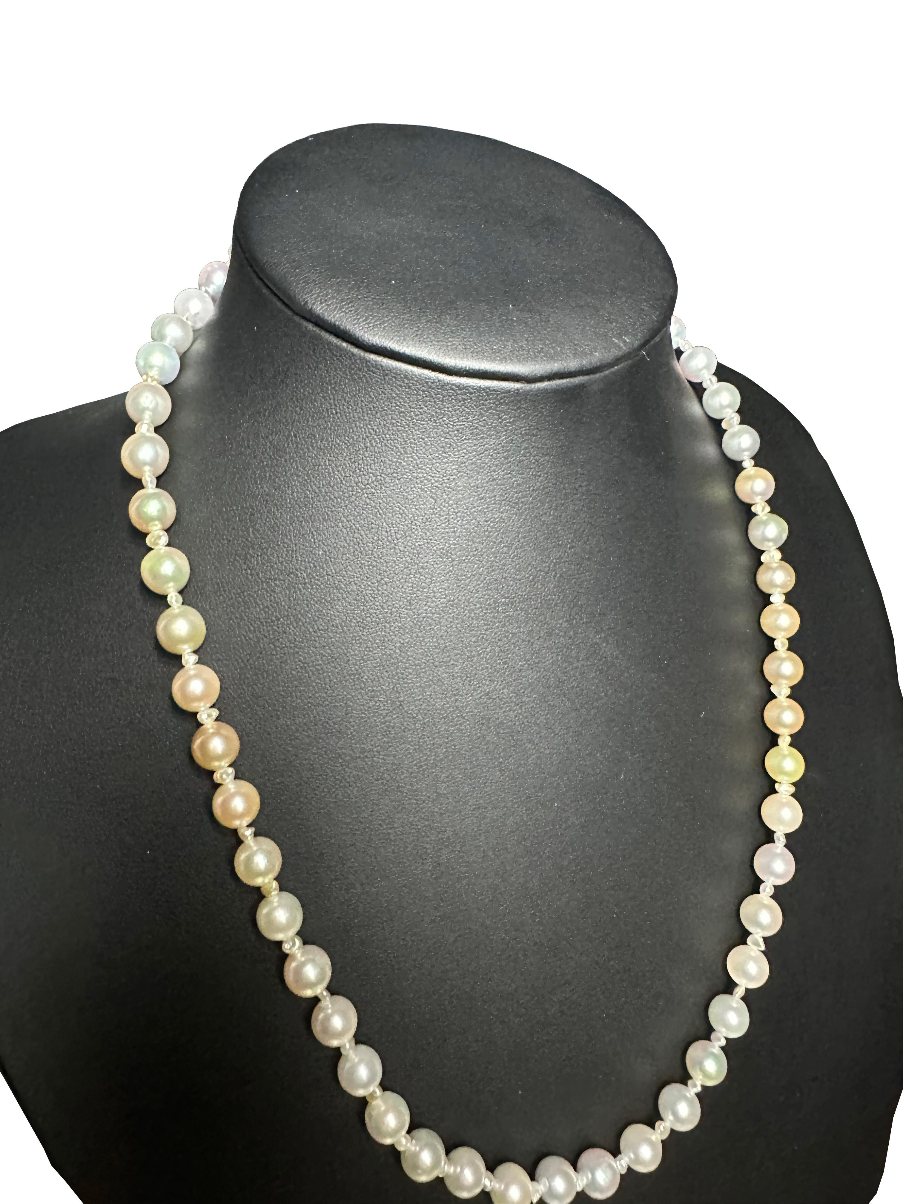 Artisan IRIS PARURE, Non Colored&Bleached Japan Pearl, 8.00-8.50mm Akoya Pearl Necklace For Sale