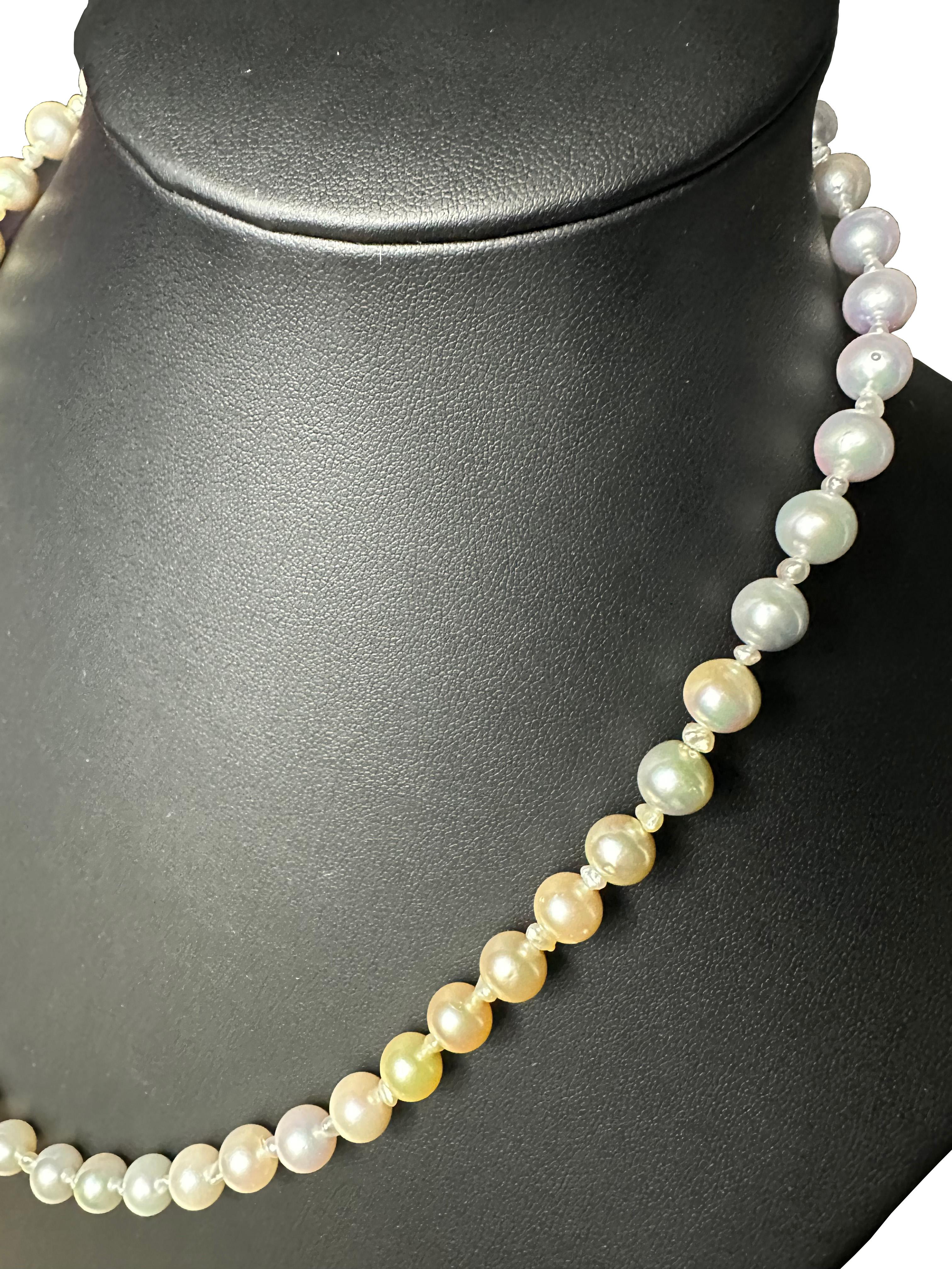 Bead IRIS PARURE, Non Colored&Bleached Japan Pearl, 8.00-8.50mm Akoya Pearl Necklace For Sale