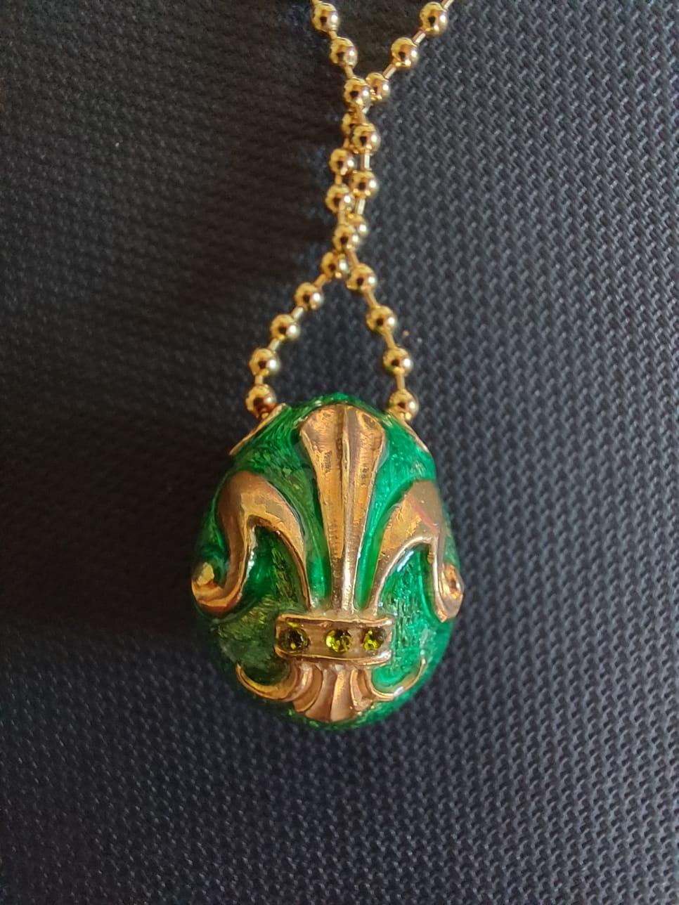 Ciondolo IRIS in stile Fabergé, Oro, Idea regalo, Argento, Fatto a mano, Italia in vendita 5