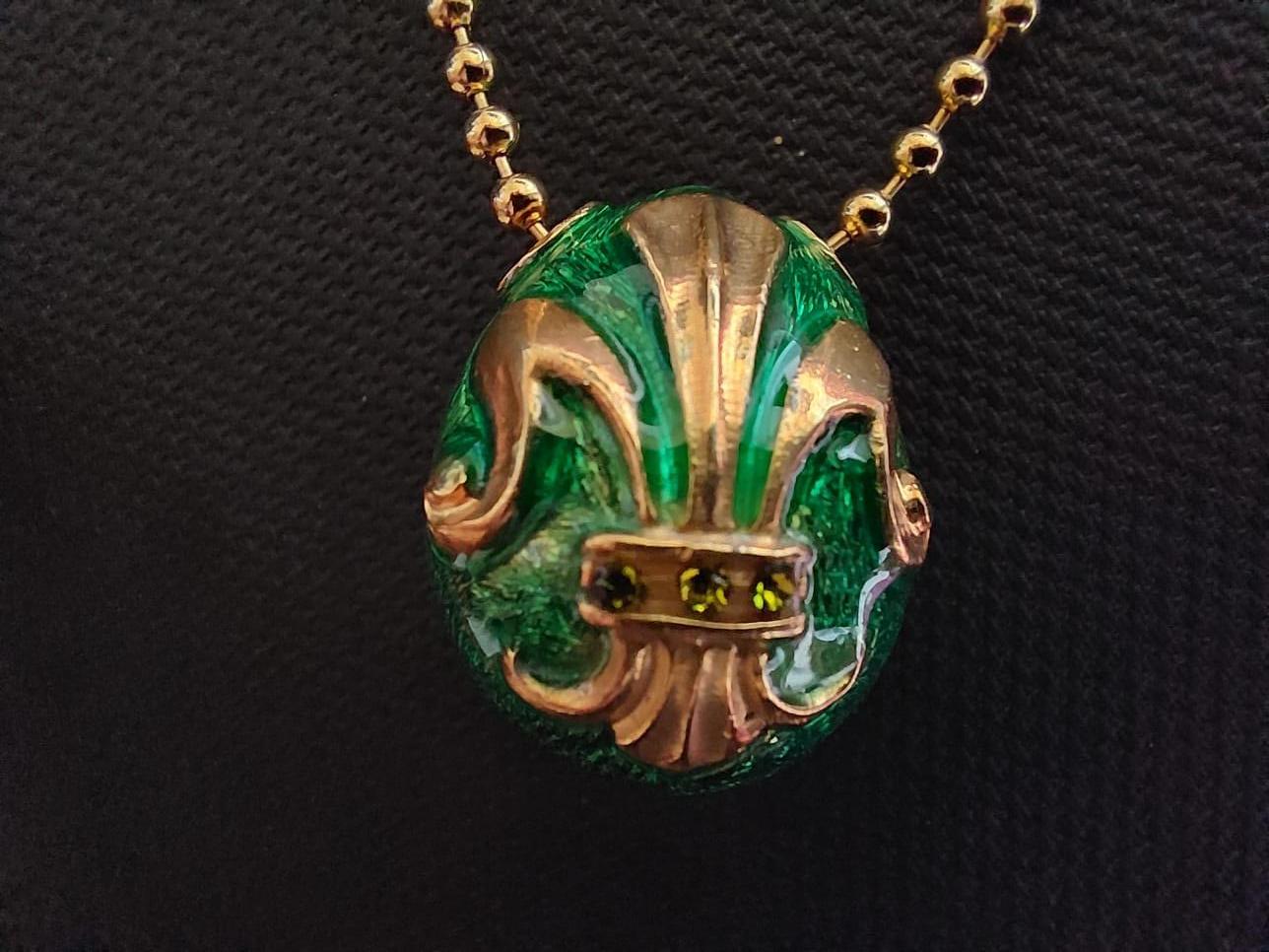 Ciondolo IRIS in stile Fabergé, Oro, Idea regalo, Argento, Fatto a mano, Italia in vendita 6