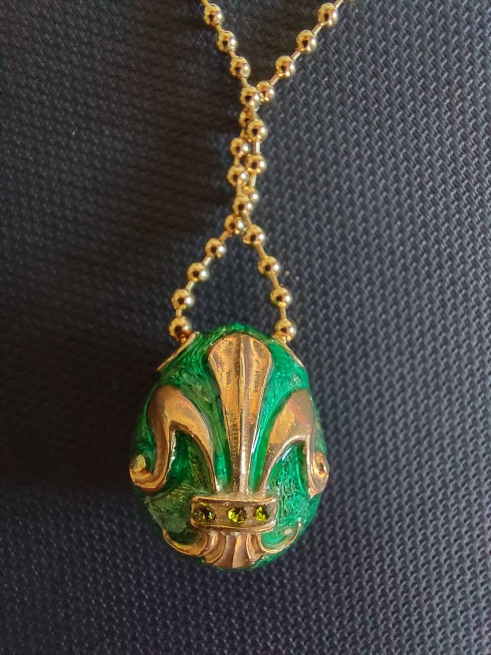 Ciondolo IRIS in stile Fabergé, Oro, Idea regalo, Argento, Fatto a mano, Italia in vendita 3