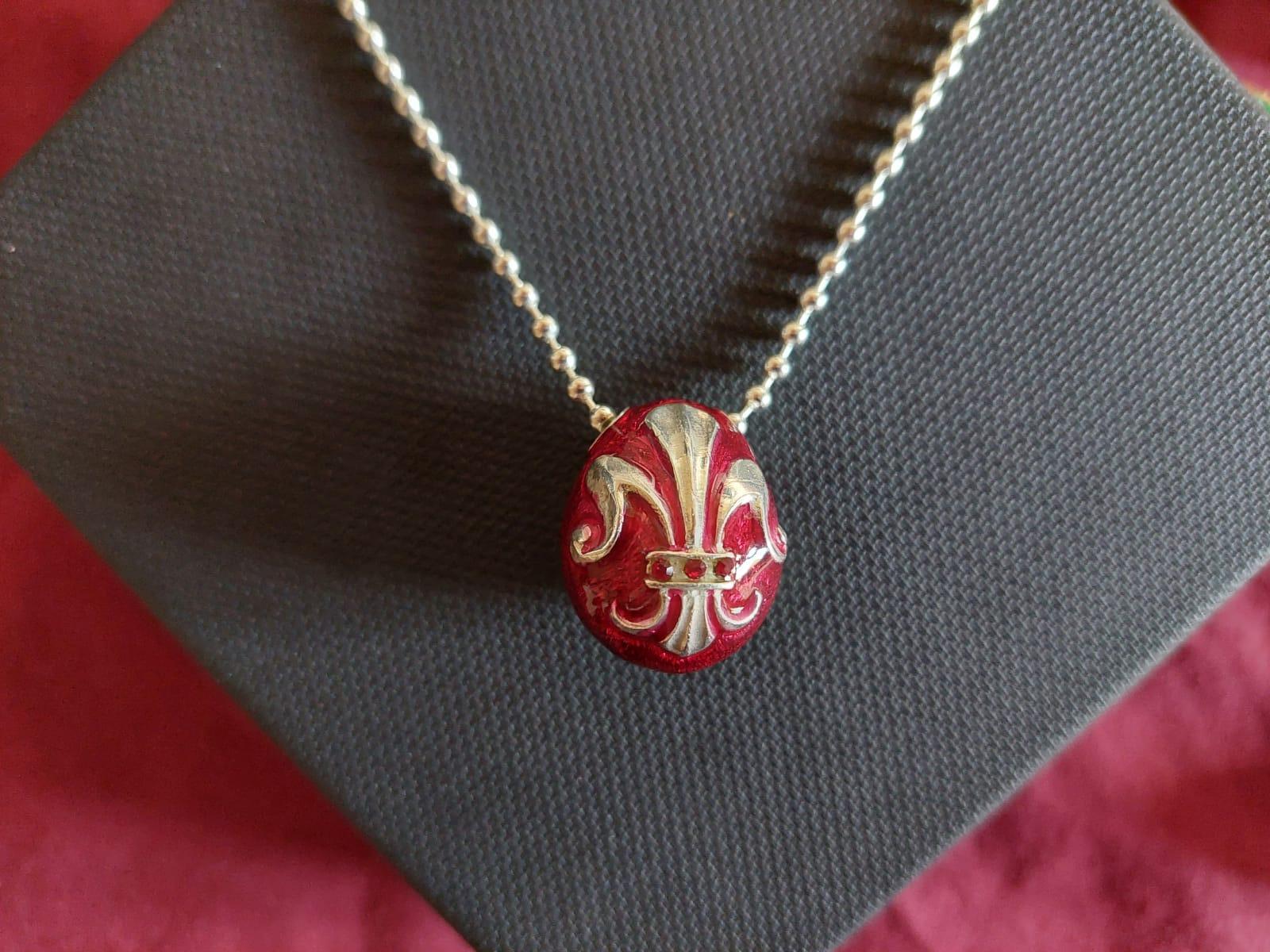 Ciondolo IRIS in stile Fabergé, Oro, Argento, Idea regalo, Fatto a mano, Italia in vendita 10