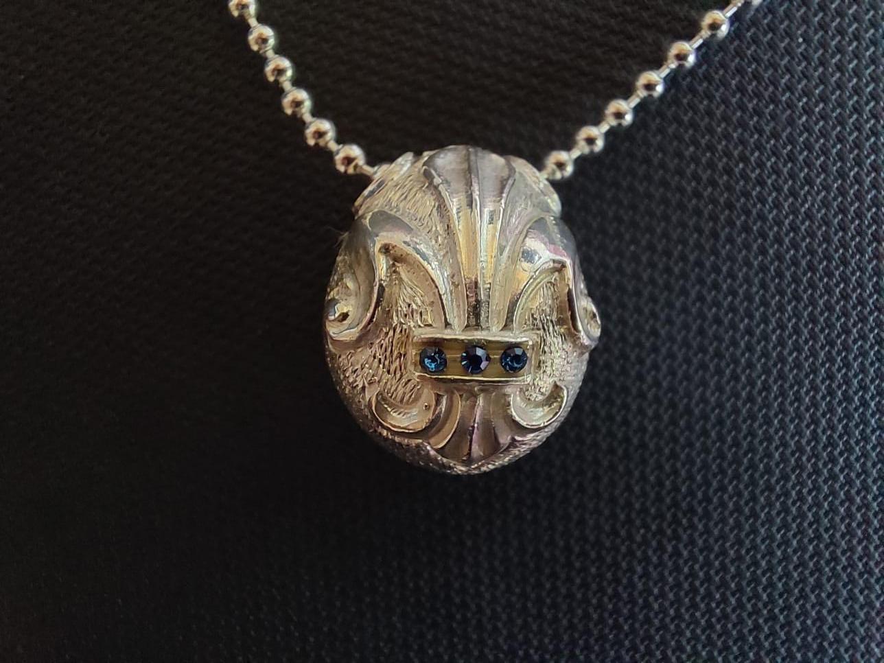 Ciondolo IRIS in stile Fabergé, Oro, Argento, Idea regalo, Fatto a mano, Italia in vendita 1