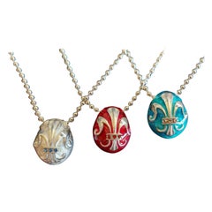 IRIS Pendant Fabergé Style, Gold, Sterling Silver, Gift Idea, Handmade, Italy
