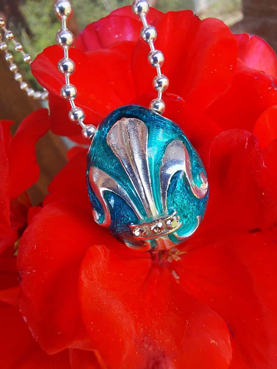 IRIS-Anhänger im Faberg-Stil aus Gold und Sterlingsilber, handgefertigt, Italien im Angebot 6
