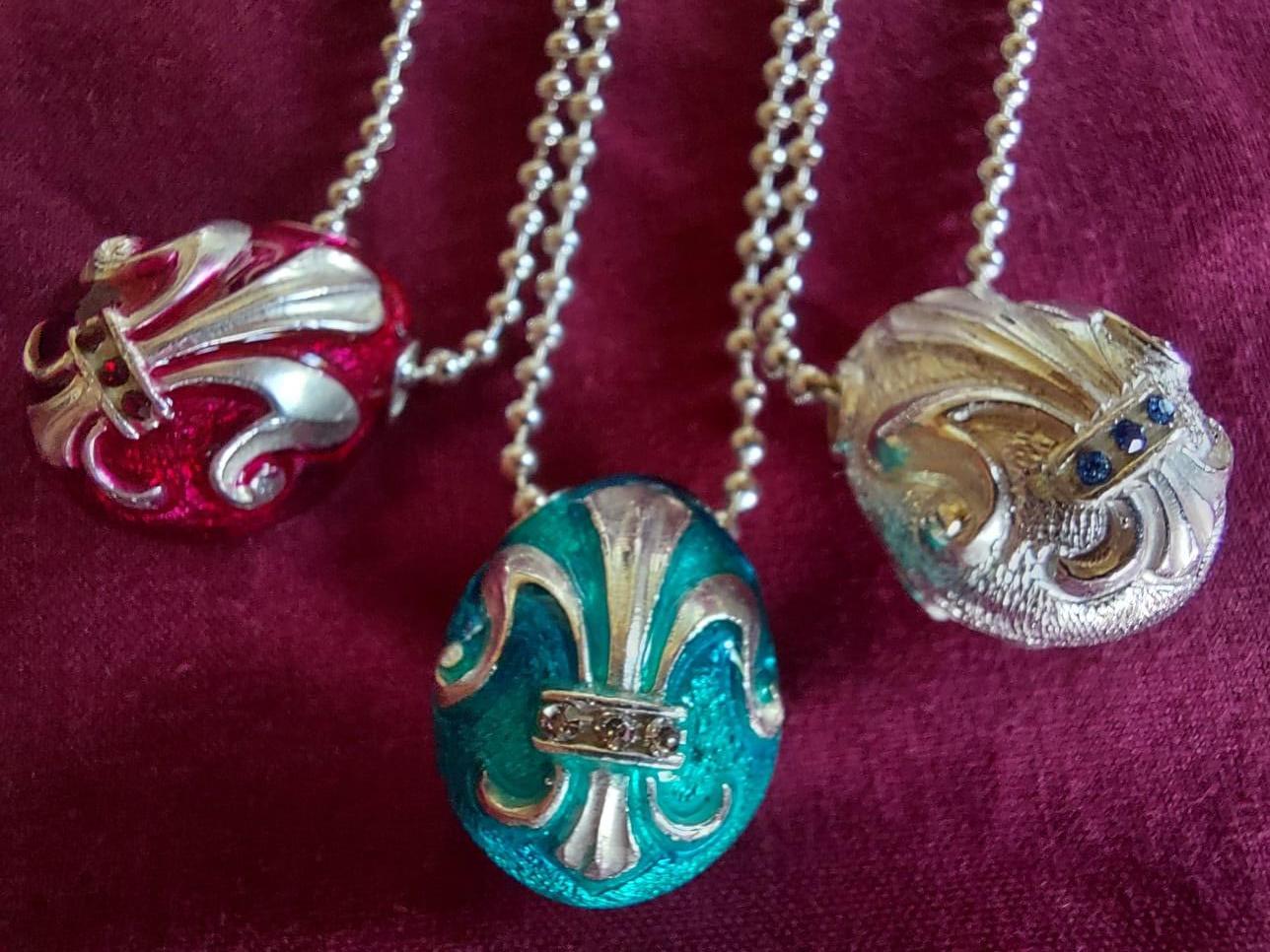 IRIS-Anhänger im Faberg-Stil aus Gold und Sterlingsilber, handgefertigt, Italien im Angebot 9