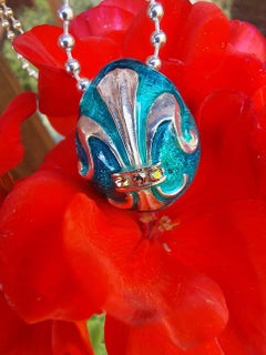 IRIS Pendant Fabergé Style Gold, Sterling Silver, Handmade, Italy