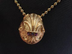 IRIS Pendant Fabergé Style Gold, Sterling Silver, Handmade, Italy