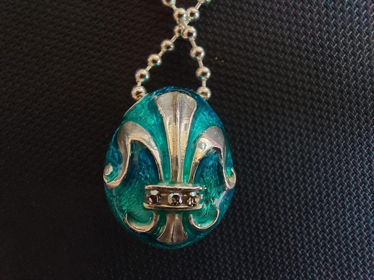 IRIS-Anhänger im Faberg-Stil aus Gold und Sterlingsilber, handgefertigt, Italien im Angebot 3