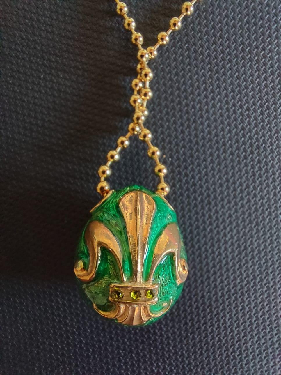 IRIS Pendant Fabergé Style Gold, Sterling Silver, Handmade, Italy For Sale 2