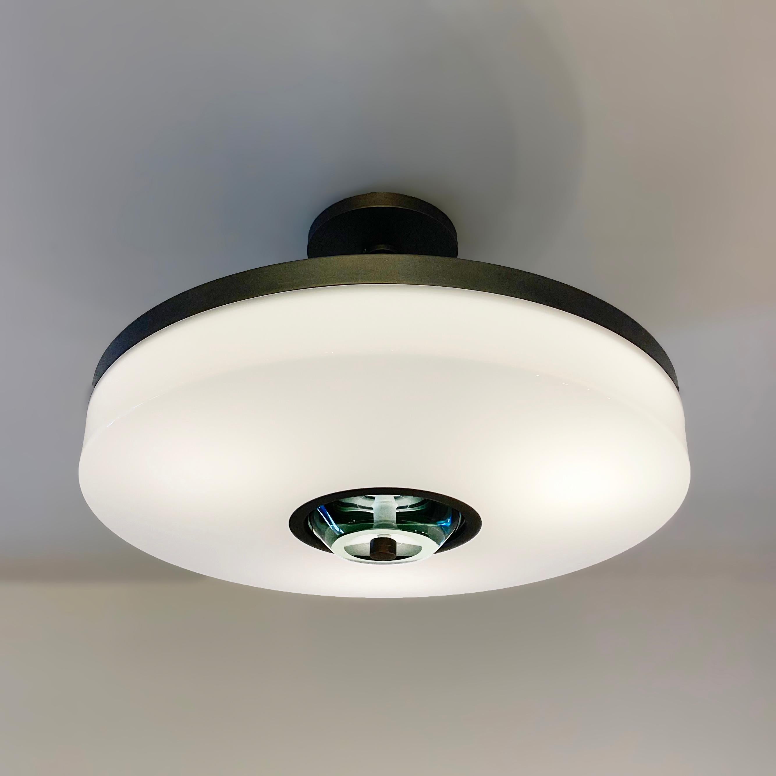 Contemporary Iris Piccolo Ceiling Light by Form A- Turquoise Glass Version