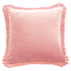 Cojín decorativo IRIS de terciopelo rosa con flecos de lujo