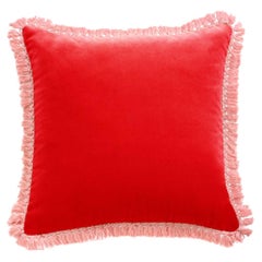 Cojín decorativo con flecos IRIS Terciopelo Rojo Deluxe