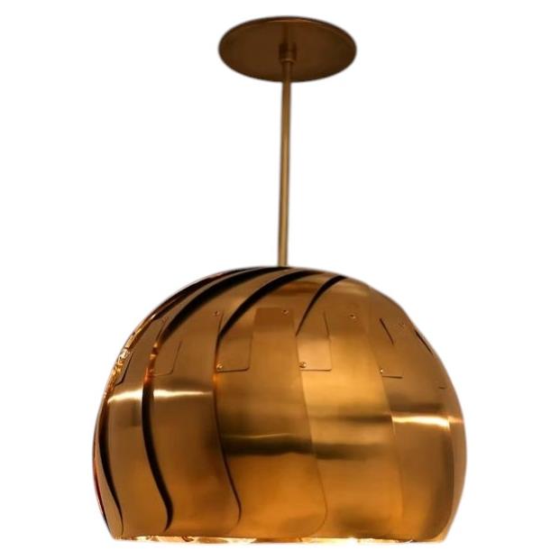 Iris Rod Pendant: Brass Ceiling Light with 13" Adjustable Shade For Sale