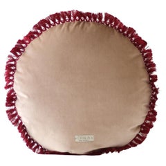 Coussin décoratif à franges IRIS rond cappuccino Velvet Deluxe