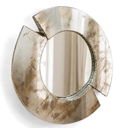 "Iris" Escultura de Arte Contemporáneo de pared Espejo, jade Vidrio plateado