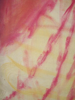 Contemporary Abstract Oil Painting in Pink and Yellow Tones Iris Sanmartin