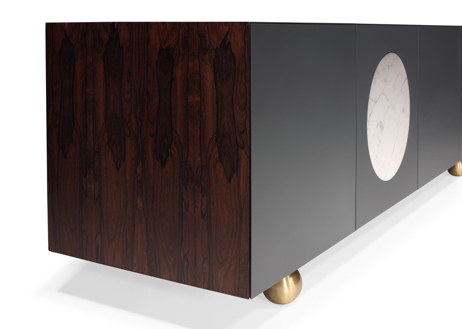 Buffet Iris Gris foncé  Ziricote  Marbre 240cm en vente 3