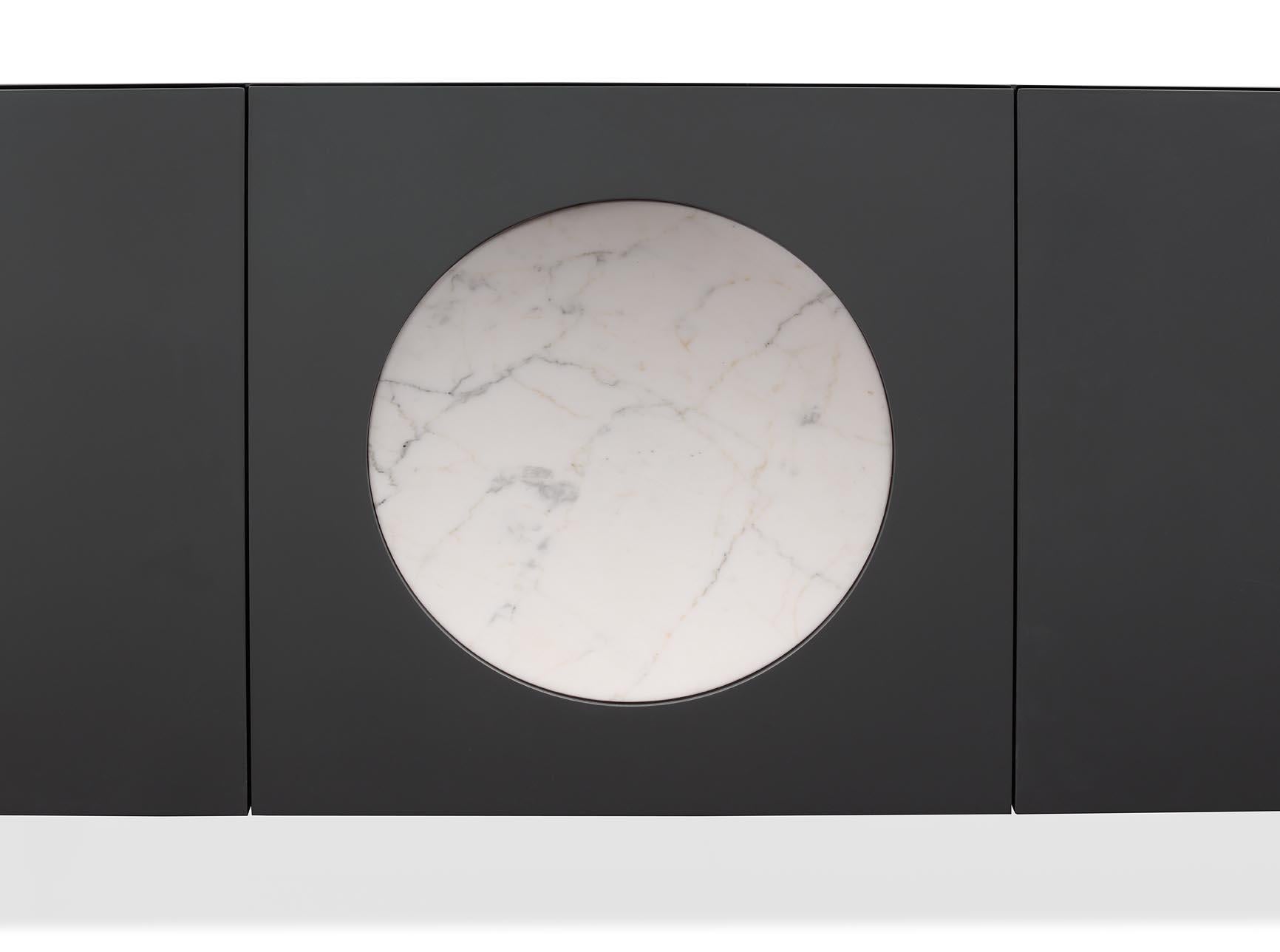 Moderne Buffet Iris Gris foncé  Ziricote  Marbre 240cm en vente