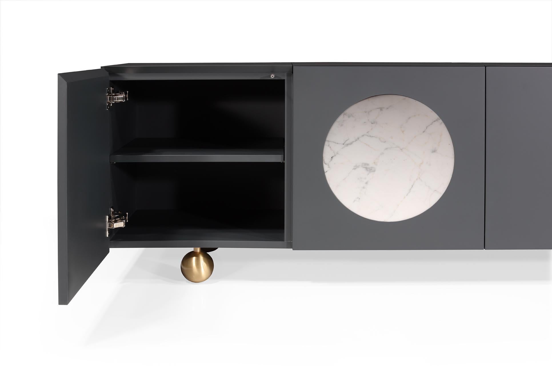 Buffet Iris Gris foncé  Ziricote  Marbre 240cm Neuf - En vente à Serzedo, PT