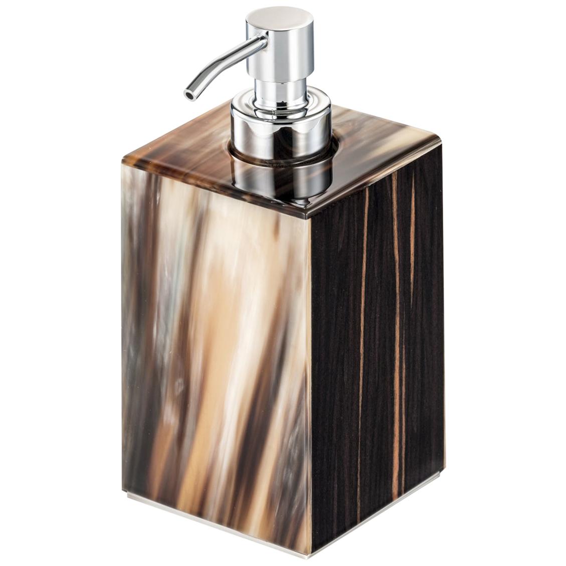 Iris Soap Dispenser in Glossy Ebony with Corno Italiano Inlays Mod. 4771 For Sale