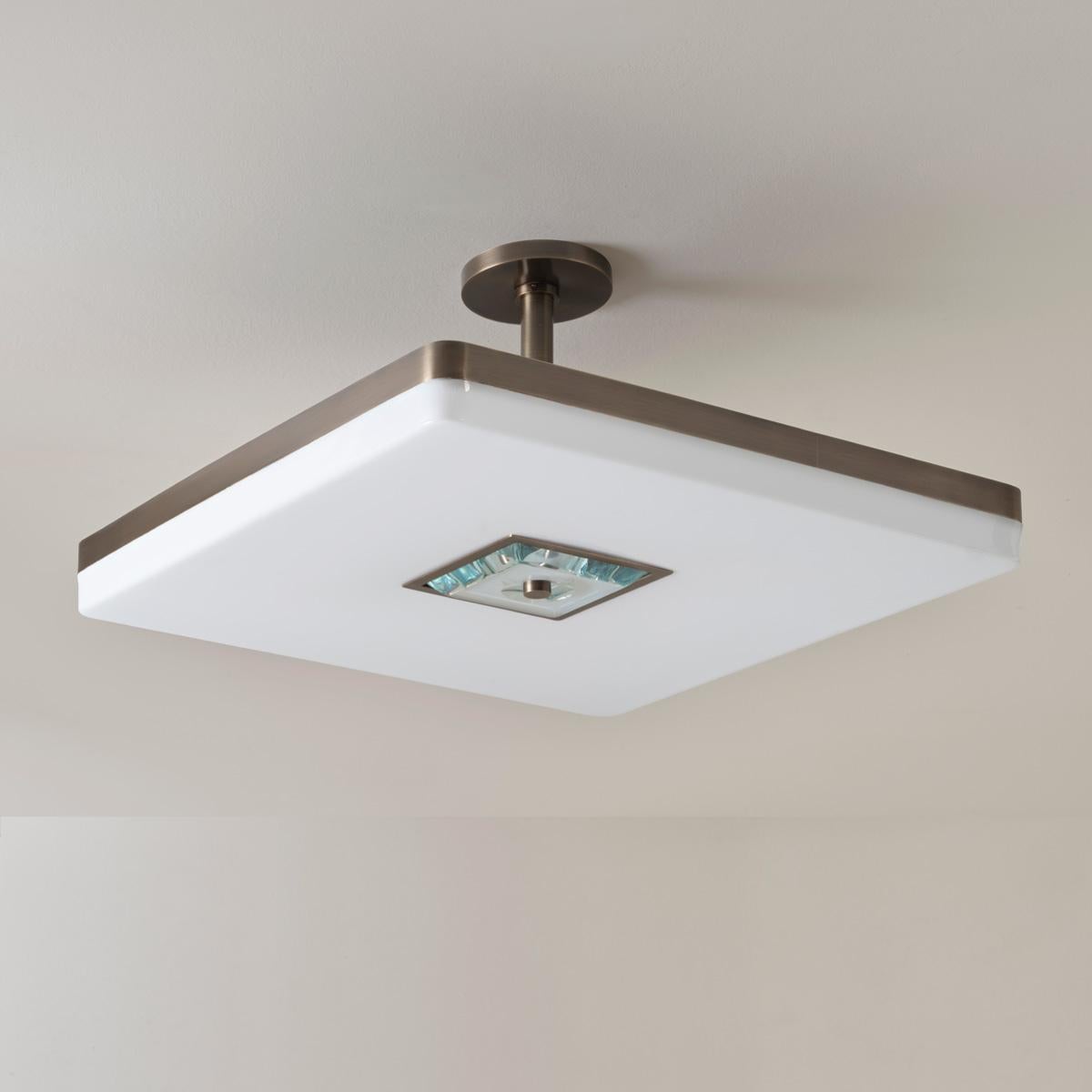 Modern Iris Square Ceiling Light by Gaspare Asaro. Bronze Finish For Sale