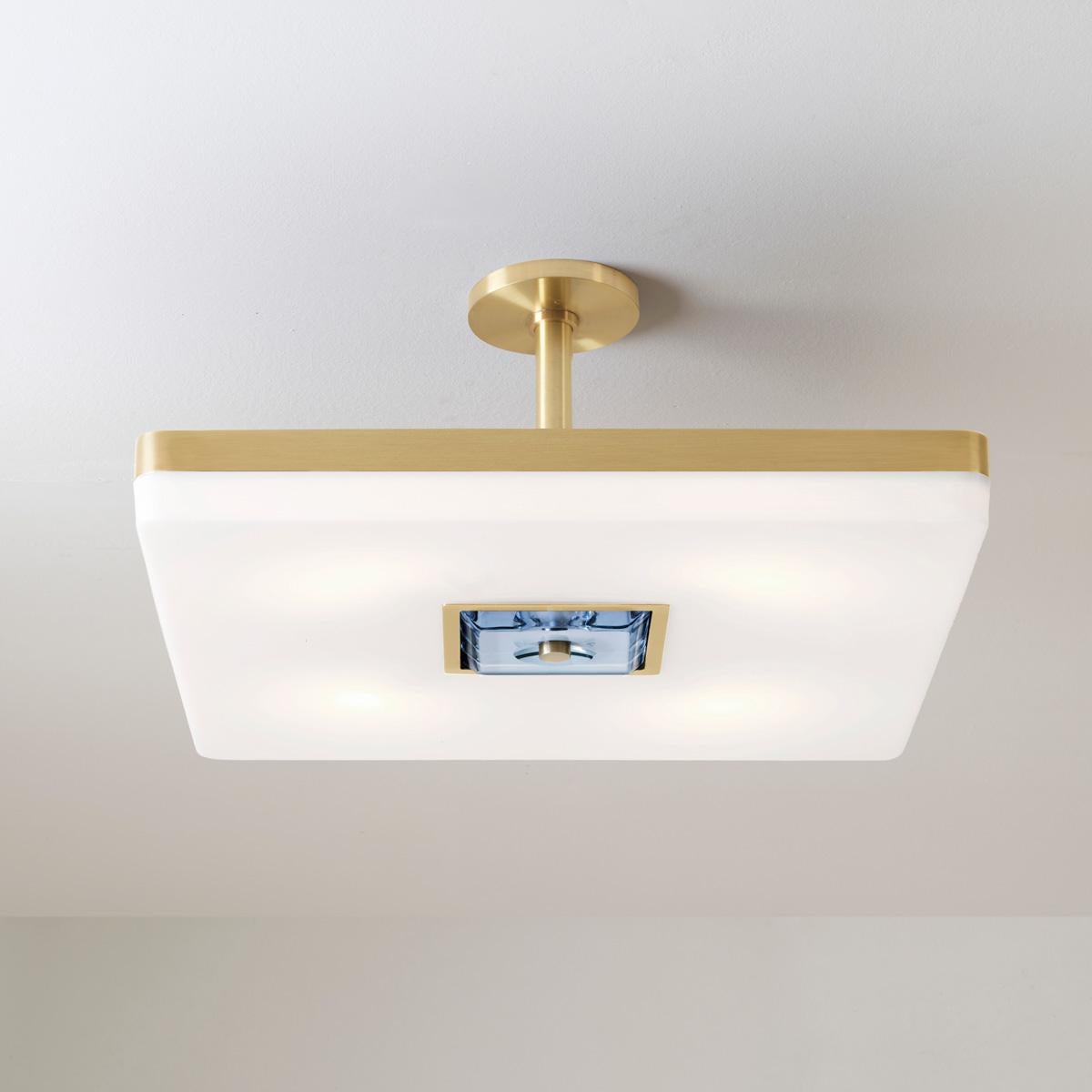 Brass Iris Square Ceiling Light by Gaspare Asaro. Bronze Finish For Sale