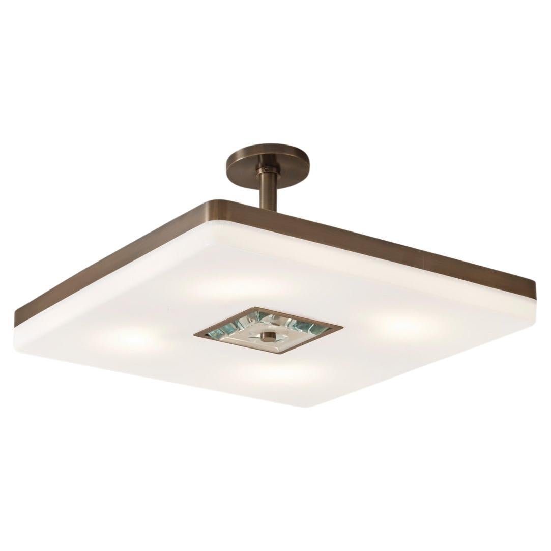 Iris Square Ceiling Light by Gaspare Asaro. Bronze Finish For Sale