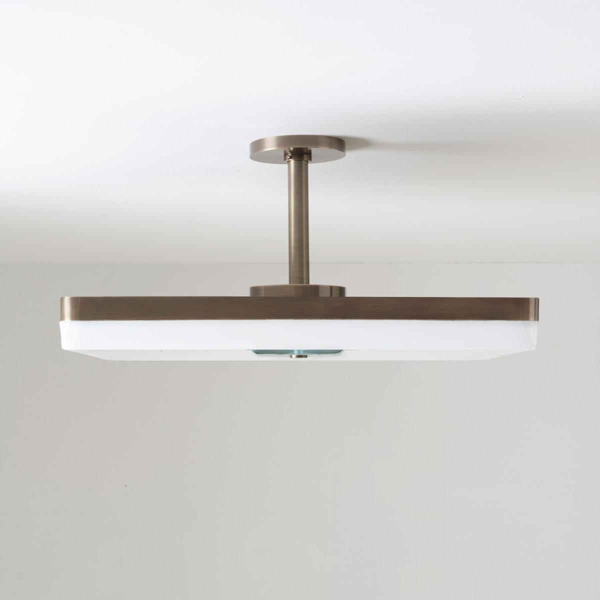 Italian Iris Square Ceiling Light by Gaspare Asaro. Satin Brass Finish For Sale