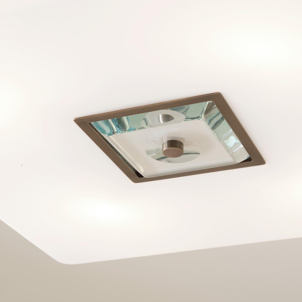 Iris Square Ceiling Light by Gaspare Asaro. Satin Brass Finish In New Condition For Sale In New York, NY