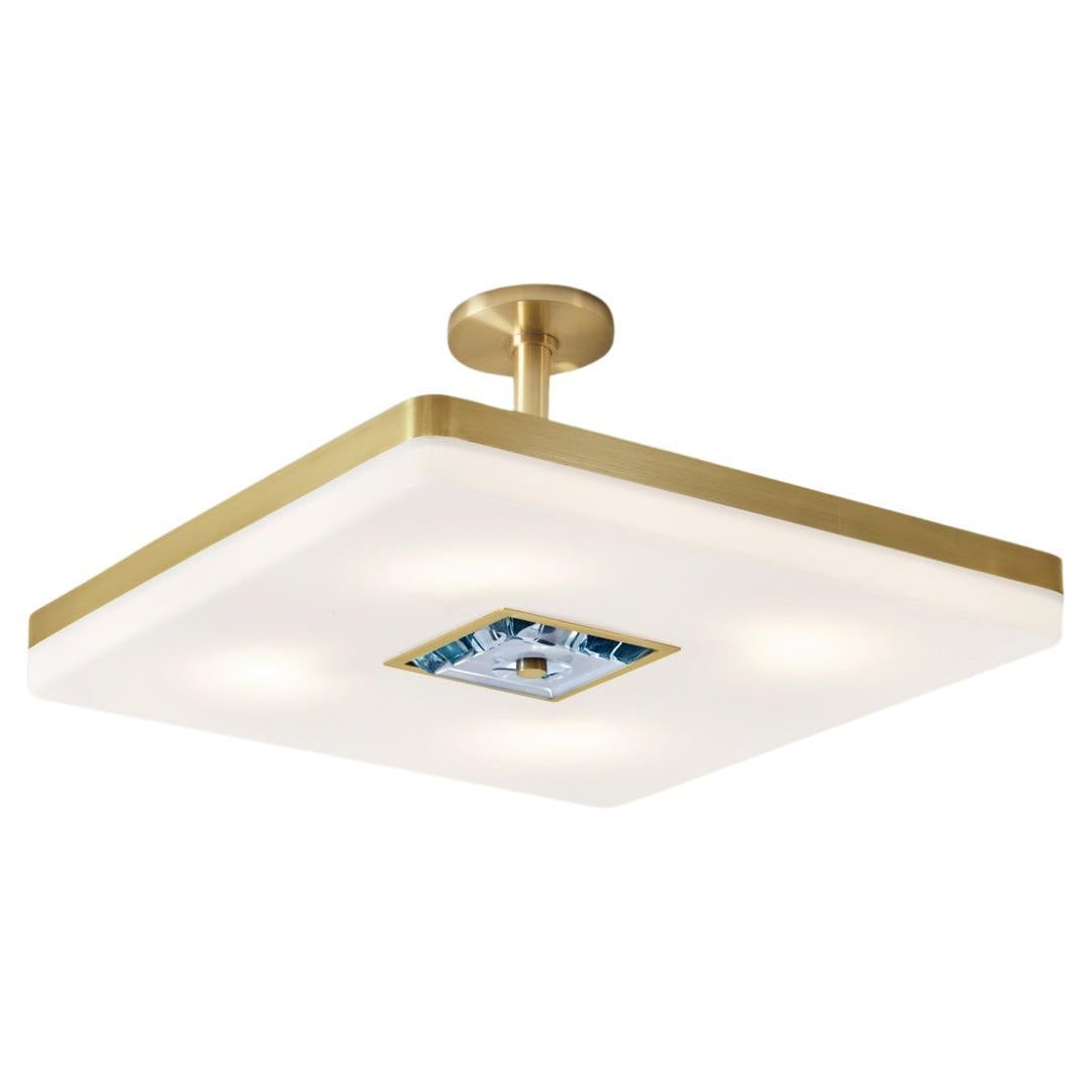 Iris Square Ceiling Light by Gaspare Asaro. Satin Brass Finish For Sale