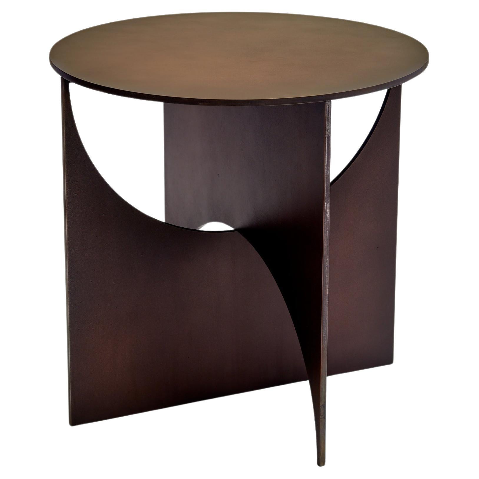 'Iris' Steel Table with Black Copper patina, by Frank Penders For Sale