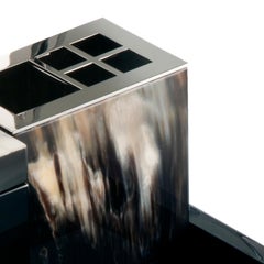 Iris Toothbrush Holder in Wood with Corno Italiano Inlays, Mod. 1952