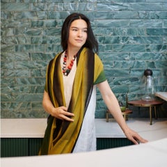 Iris Topaz Cashmere Merino Soft Handwoven Modern Artisanal Scarf