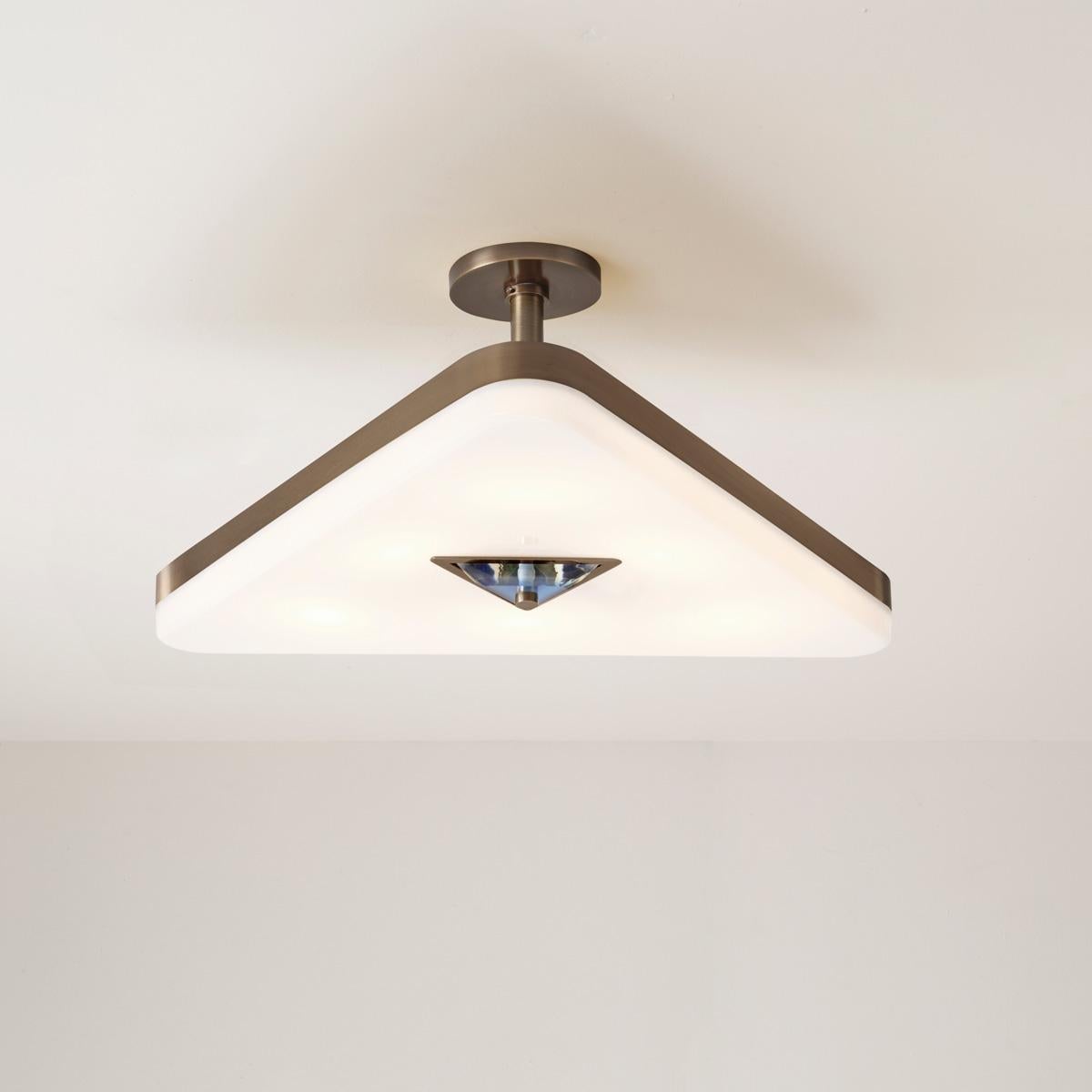 Modern Iris Triangle Ceiling Light by Gaspare Asaro. Bronze Finish For Sale
