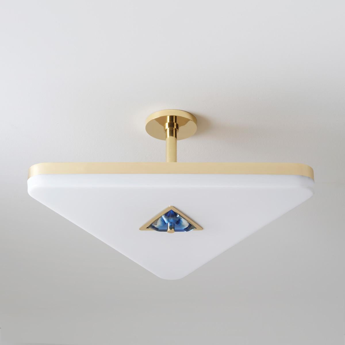 Modern Iris Triangle Ceiling Light by Gaspare Asaro. Polished Brass Finish For Sale