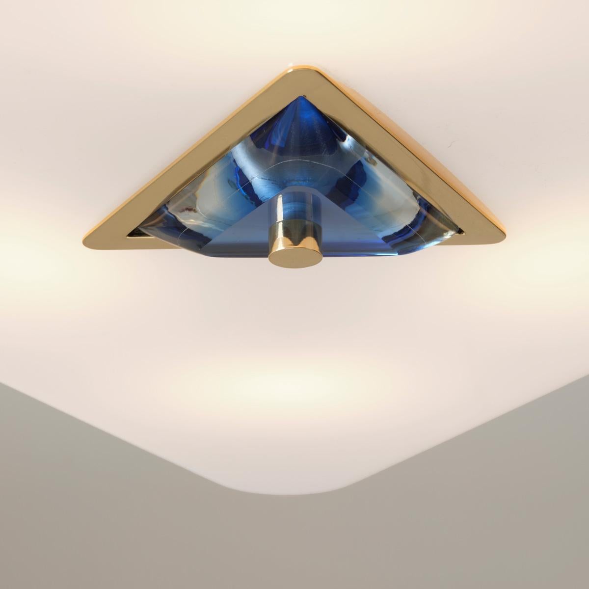 Iris Triangle Ceiling Light by Gaspare Asaro. Polished Brass Finish In New Condition For Sale In New York, NY